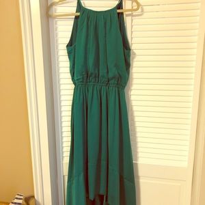Emerald green high low midi dress